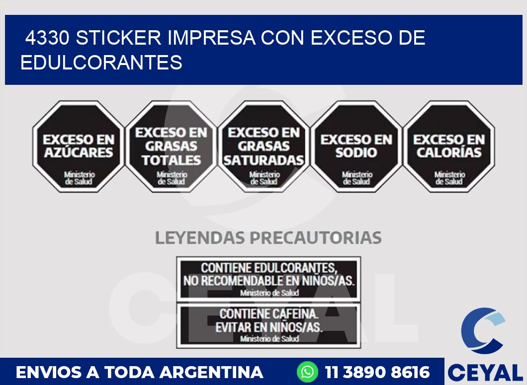 4330 STICKER IMPRESA CON EXCESO DE EDULCORANTES
