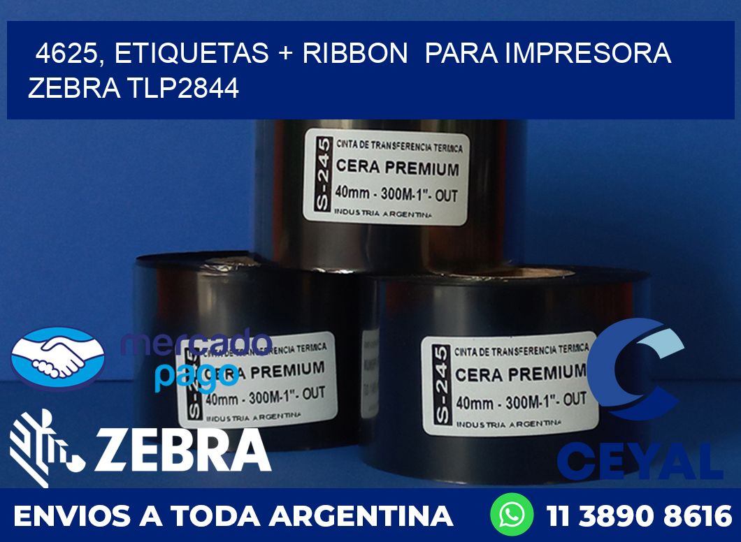 4625, etiquetas + ribbon  para impresora zebra TLP2844