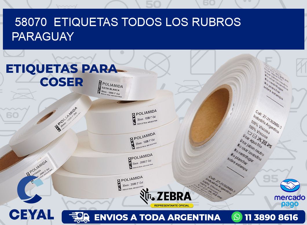 58070 ETIQUETAS TODOS LOS RUBROS PARAGUAY