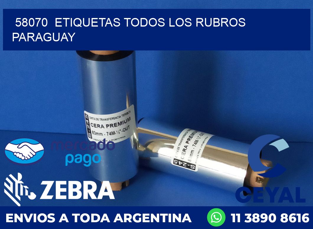 58070 ETIQUETAS TODOS LOS RUBROS PARAGUAY