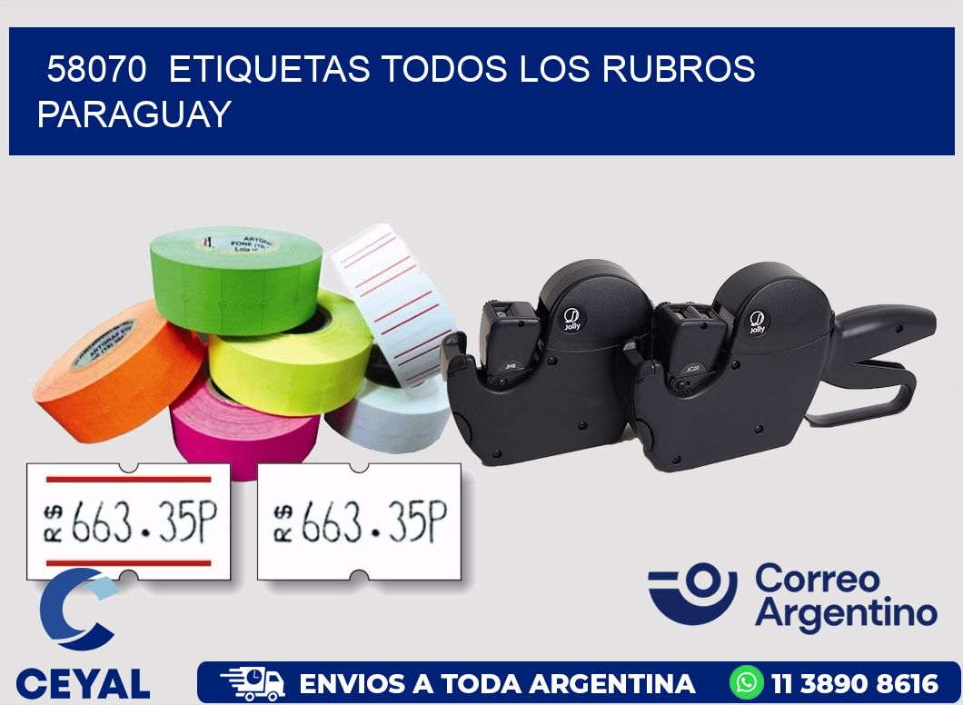 58070 ETIQUETAS TODOS LOS RUBROS PARAGUAY
