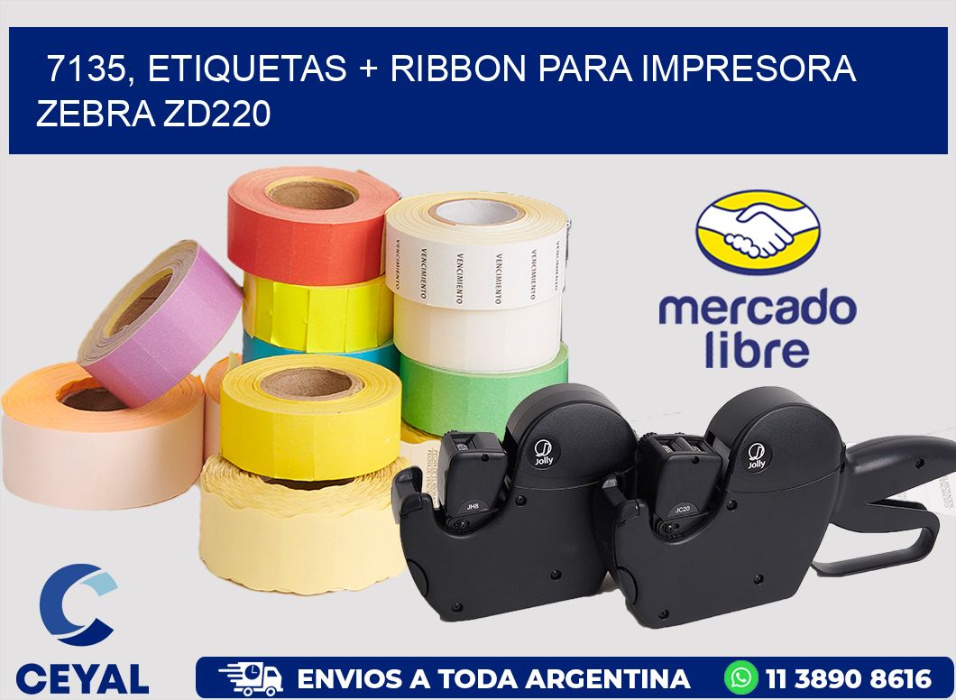 7135, etiquetas + ribbon para impresora zebra zd220