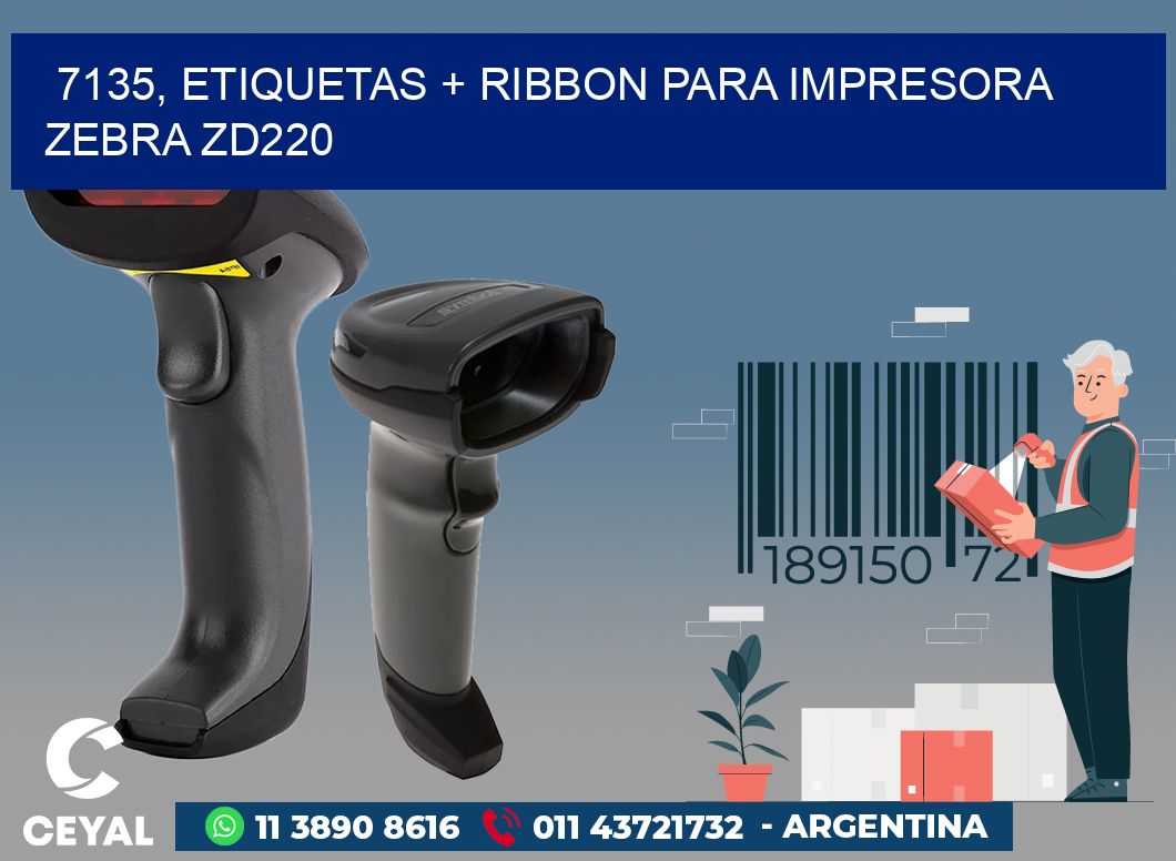 7135, etiquetas + ribbon para impresora zebra zd220