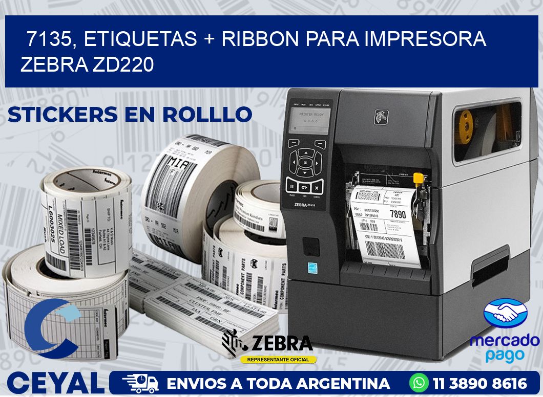 7135, etiquetas + ribbon para impresora zebra zd220