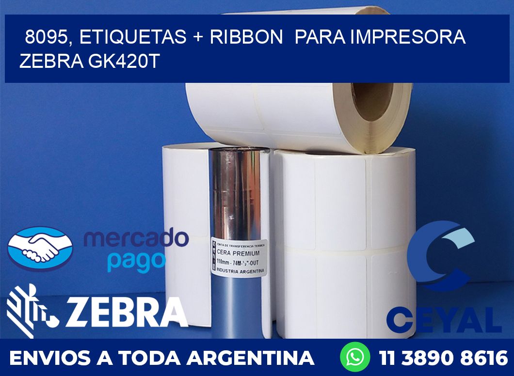 8095, etiquetas + ribbon  para impresora zebra GK420T