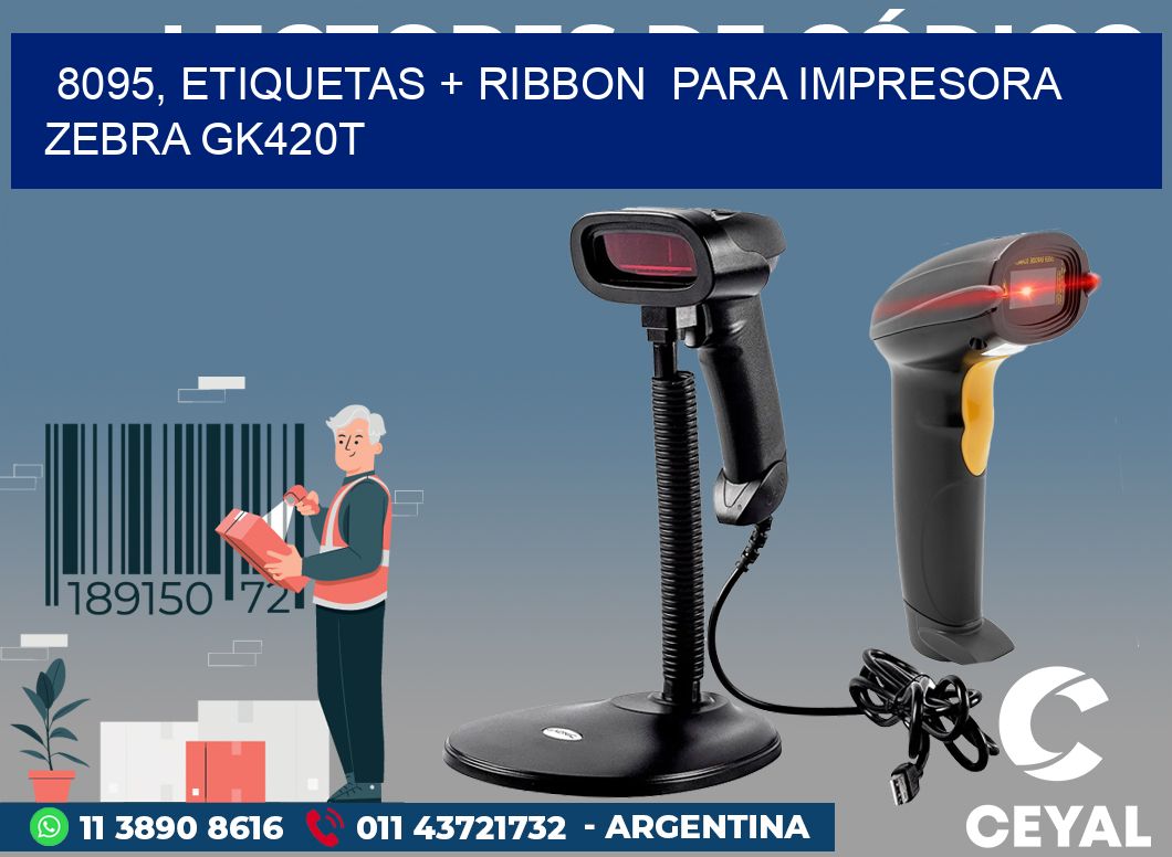 8095, etiquetas + ribbon  para impresora zebra GK420T