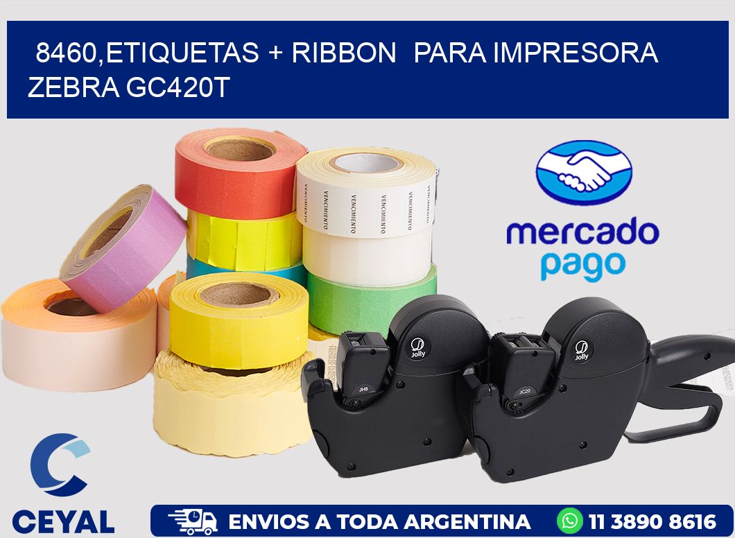 8460,etiquetas + ribbon  para impresora zebra GC420T