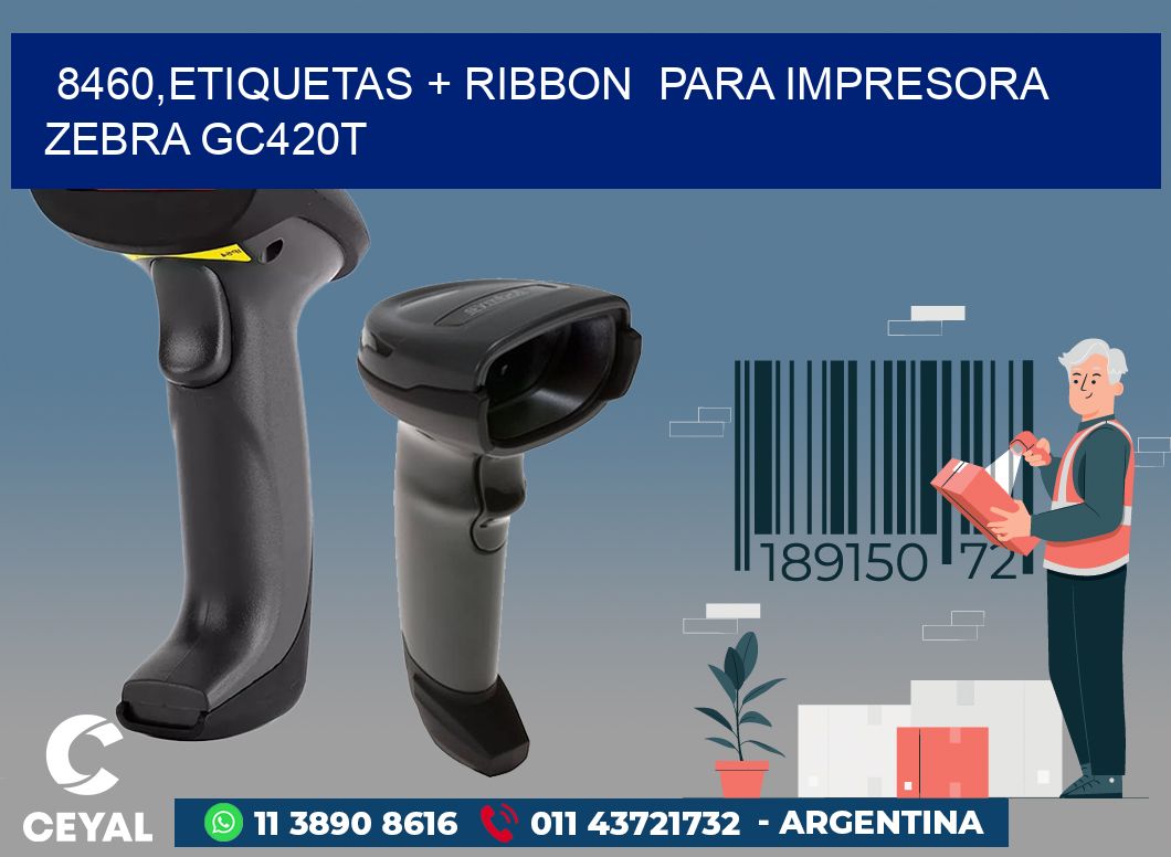 8460,etiquetas + ribbon  para impresora zebra GC420T