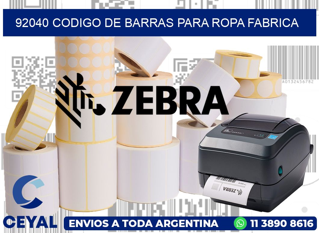 92040 CODIGO DE BARRAS PARA ROPA FABRICA