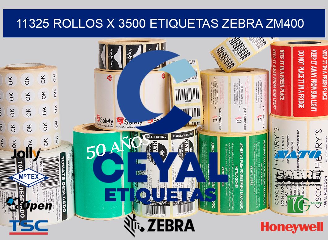 11325 Rollos x 3500 etiquetas zebra zm400