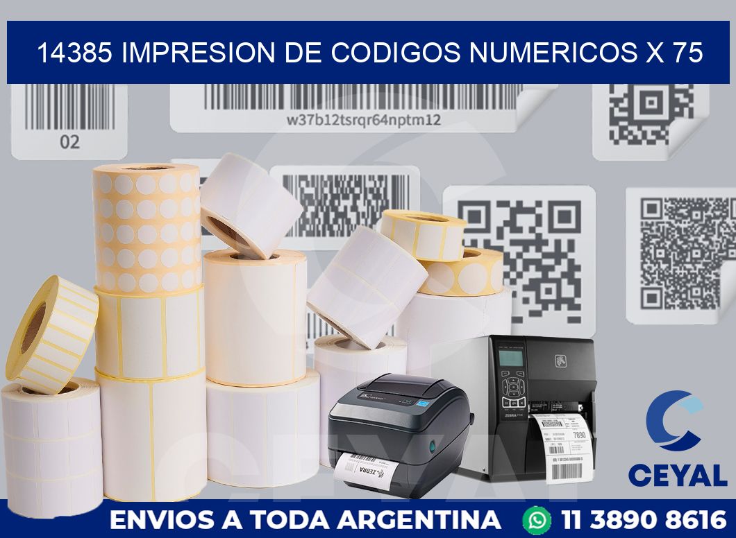 14385 impresion de codigos numericos x 75