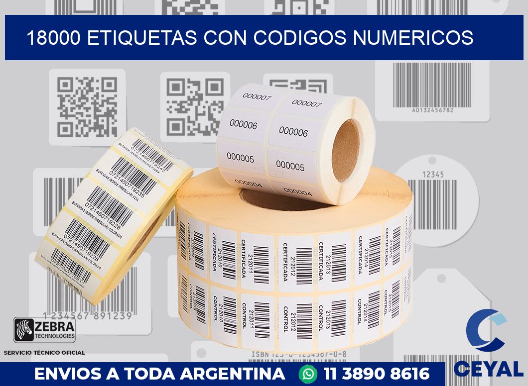 18000 ETIQUETAS CON CODIGOS NUMERICOS