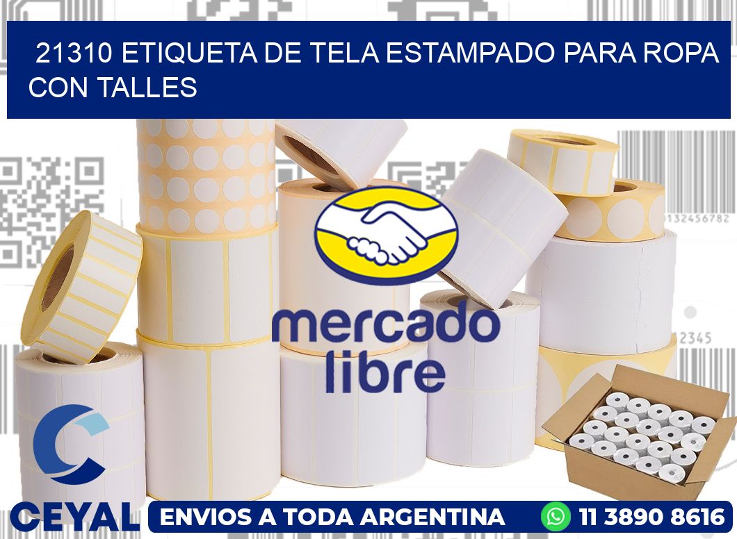 21310 ETIQUETA DE TELA ESTAMPADO PARA ROPA CON TALLES