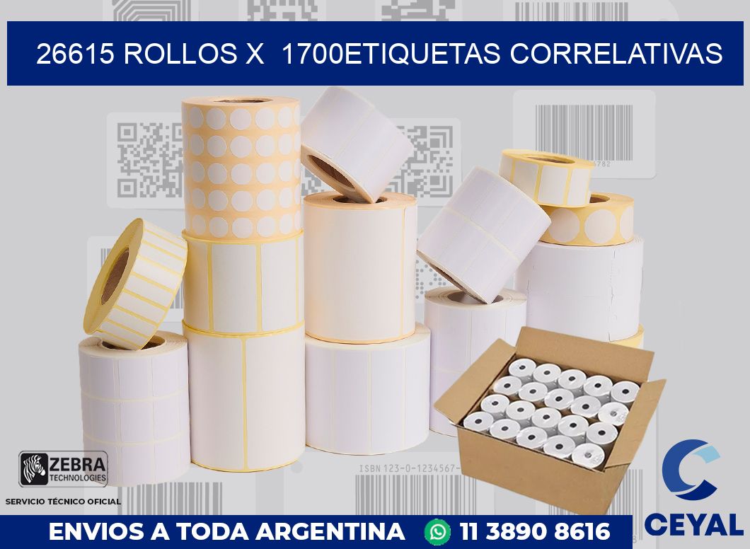 26615 Rollos x  1700etiquetas correlativas