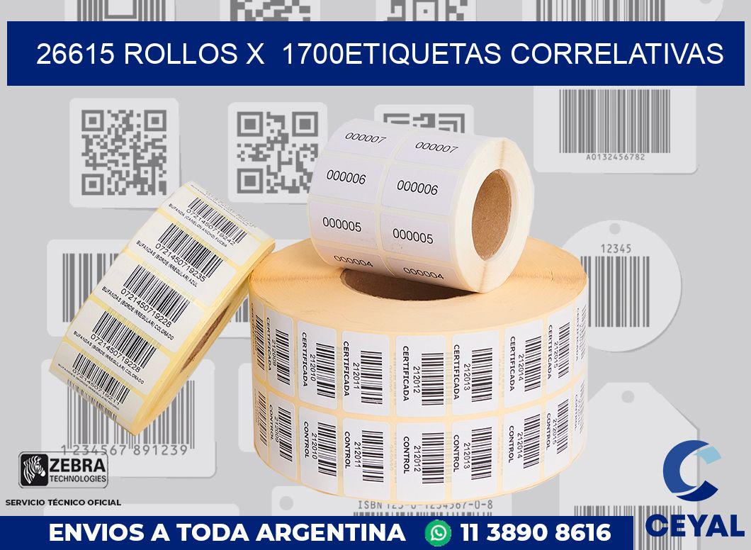 26615 Rollos x  1700etiquetas correlativas