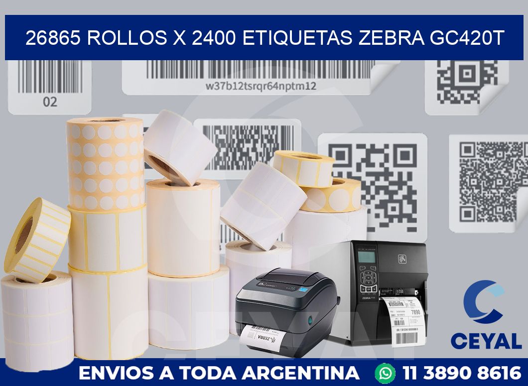 26865 Rollos x 2400 etiquetas zebra gc420t