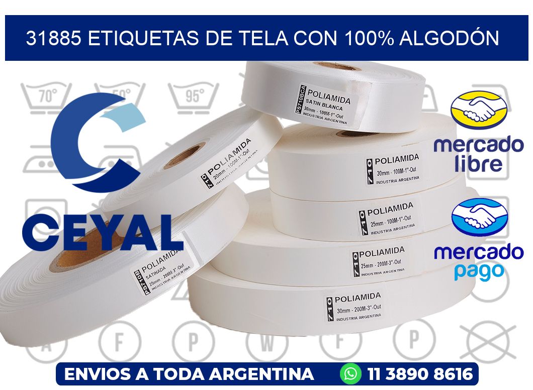 31885 ETIQUETAS DE TELA CON 100% ALGODÓN