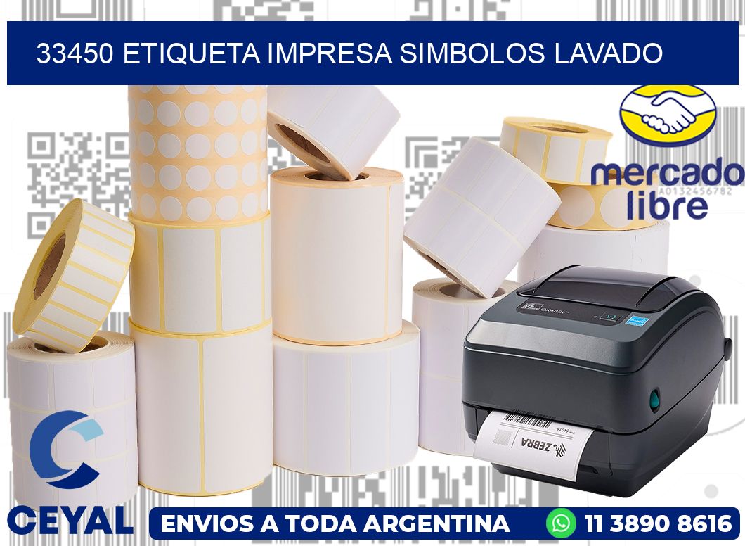 33450 ETIQUETA IMPRESA SIMBOLOS LAVADO