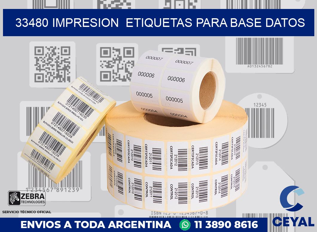 33480 impresion  etiquetas para base datos