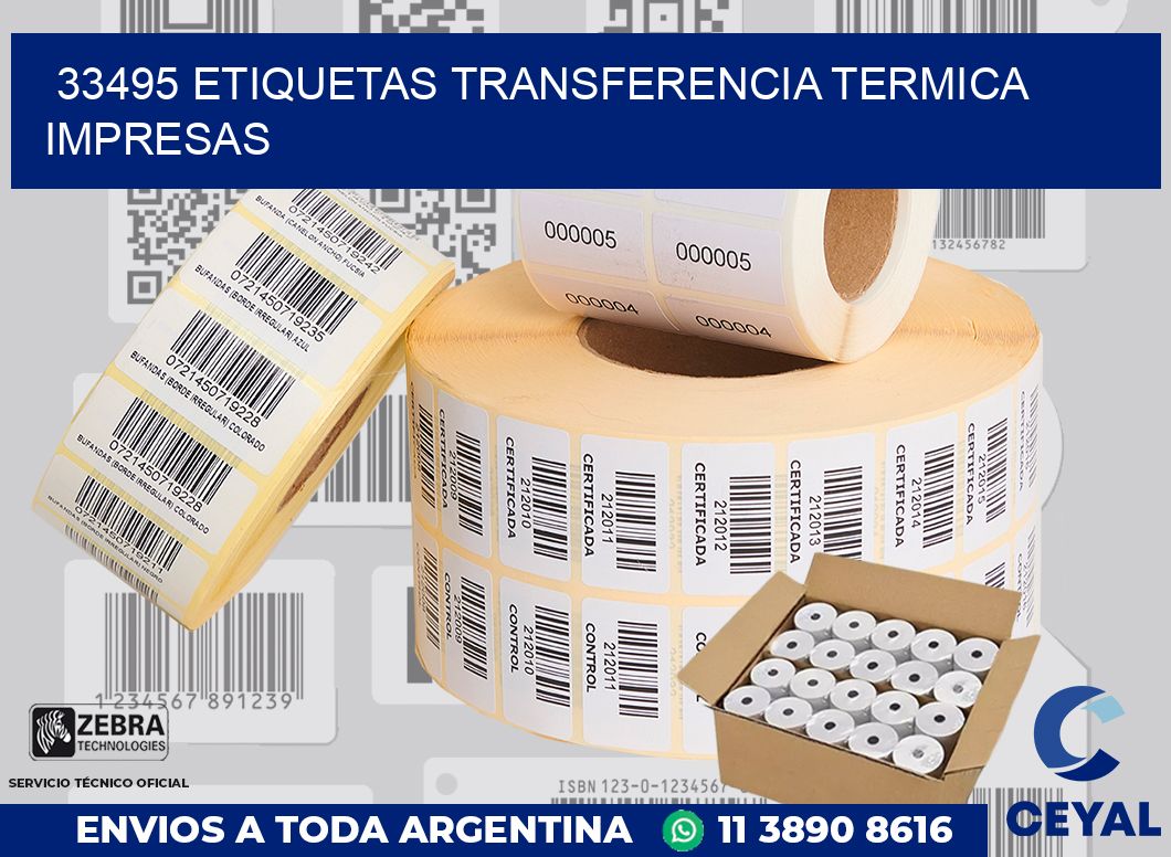 33495 ETIQUETAS TRANSFERENCIA TERMICA IMPRESAS