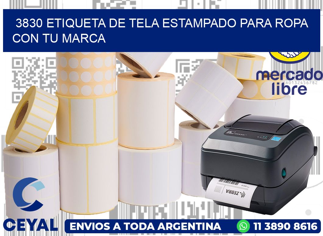 3830 ETIQUETA DE TELA ESTAMPADO PARA ROPA CON TU MARCA