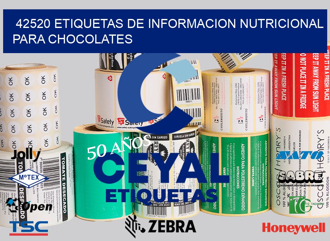 42520 ETIQUETAS DE INFORMACION NUTRICIONAL PARA CHOCOLATES
