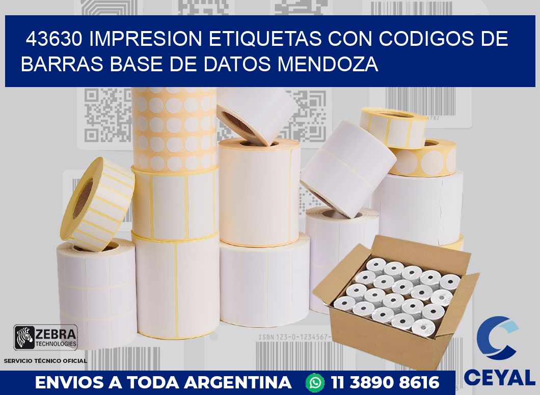 43630 IMPRESION ETIQUETAS CON CODIGOS DE BARRAS BASE DE DATOS MENDOZA