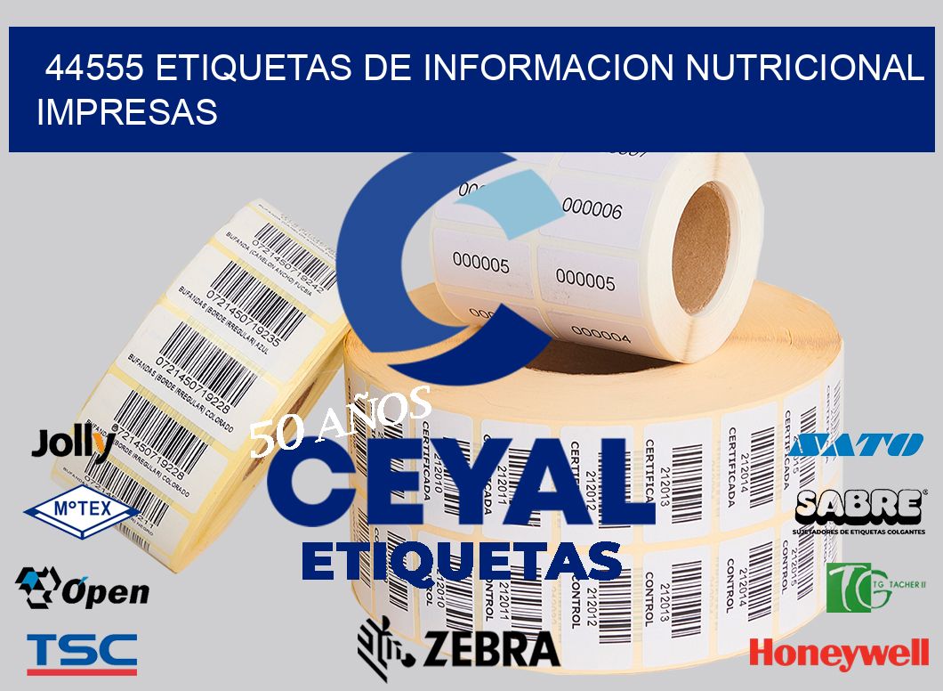 44555 ETIQUETAS DE INFORMACION NUTRICIONAL IMPRESAS