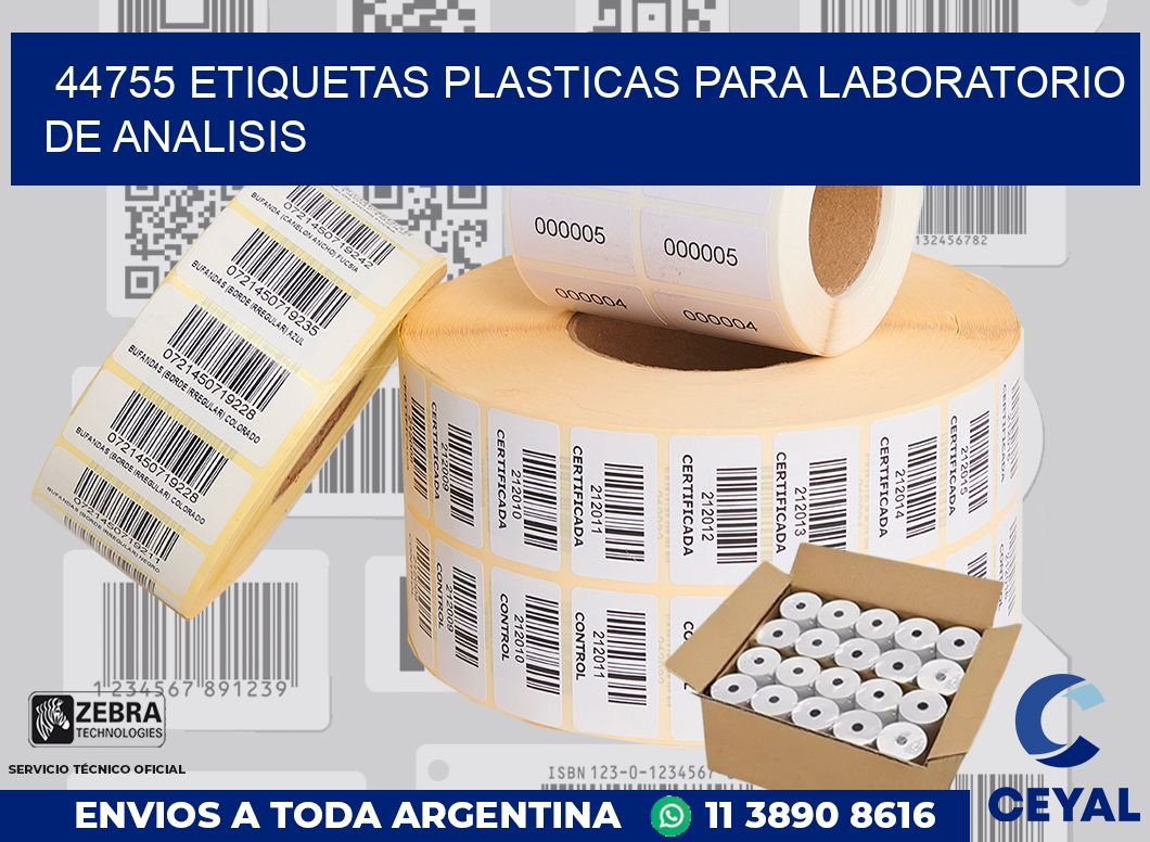 44755 ETIQUETAS PLASTICAS PARA LABORATORIO DE ANALISIS
