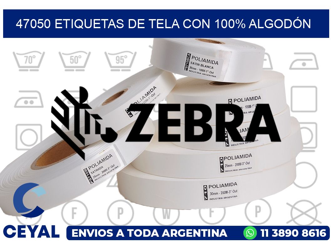 47050 ETIQUETAS DE TELA CON 100% ALGODÓN