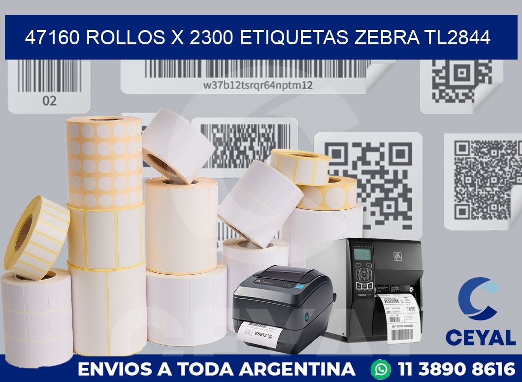 47160 Rollos x 2300 etiquetas zebra tl2844
