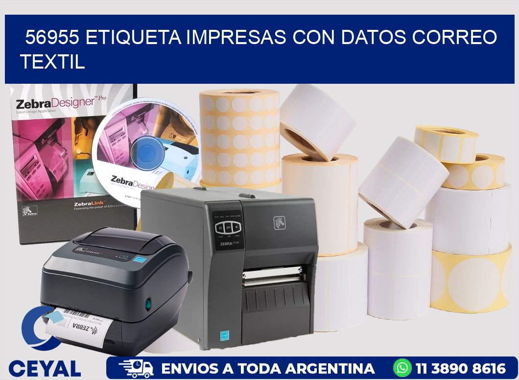 56955 ETIQUETA IMPRESAS CON DATOS CORREO TEXTIL