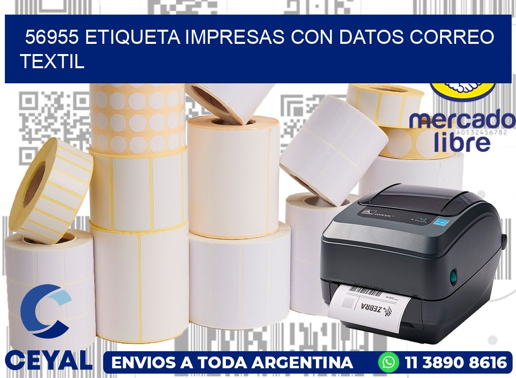 56955 ETIQUETA IMPRESAS CON DATOS CORREO TEXTIL