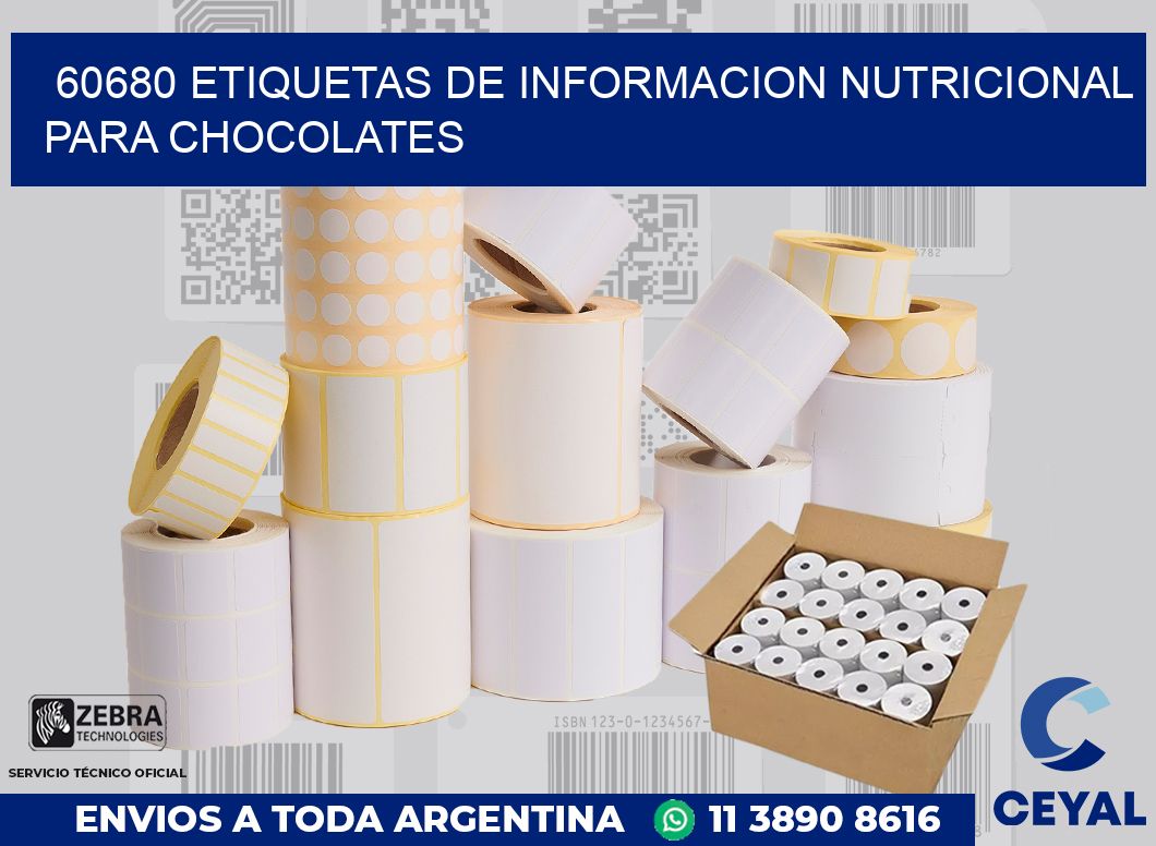 60680 ETIQUETAS DE INFORMACION NUTRICIONAL PARA CHOCOLATES