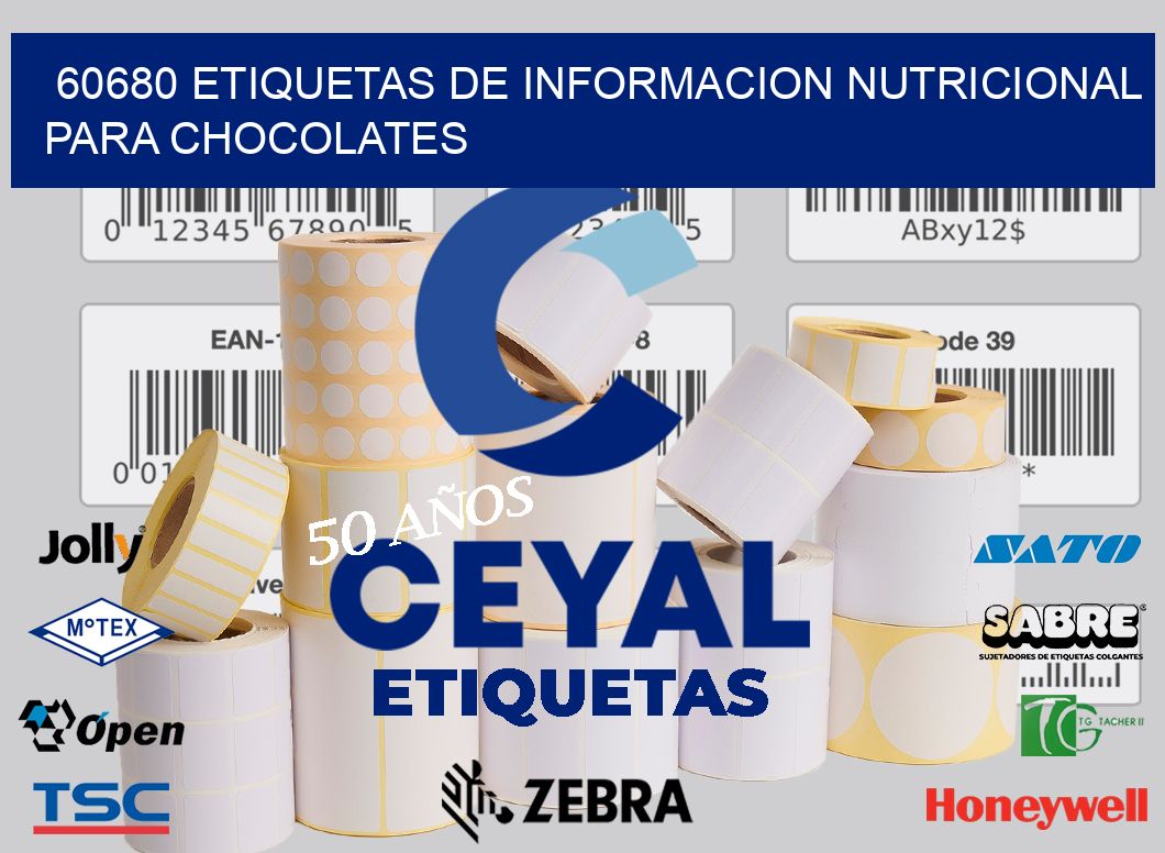 60680 ETIQUETAS DE INFORMACION NUTRICIONAL PARA CHOCOLATES
