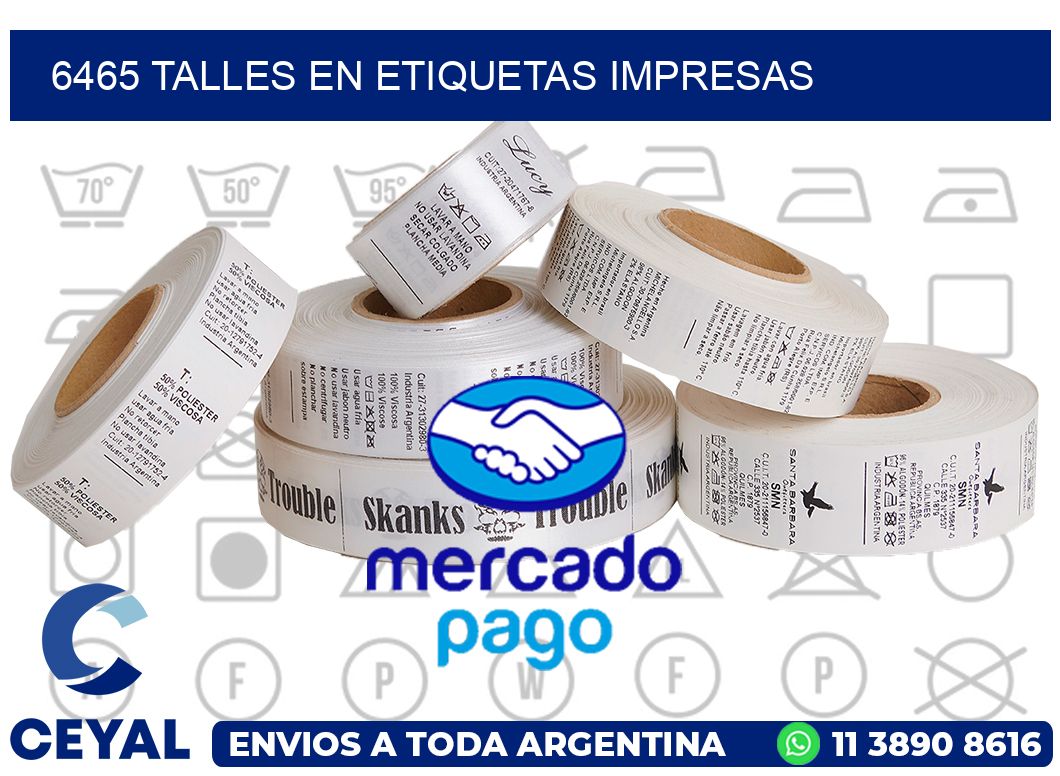 6465 TALLES EN ETIQUETAS IMPRESAS
