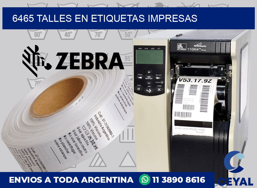 6465 TALLES EN ETIQUETAS IMPRESAS