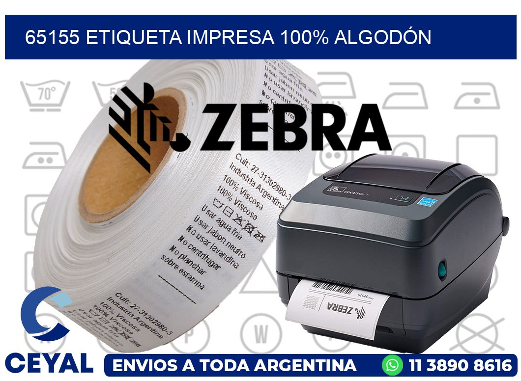 65155 ETIQUETA IMPRESA 100% ALGODÓN