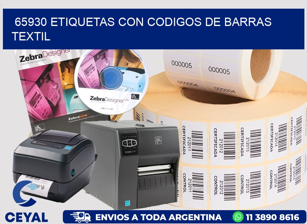 65930 ETIQUETAS CON CODIGOS DE BARRAS TEXTIL