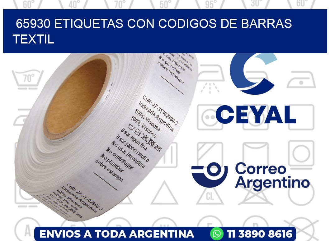 65930 ETIQUETAS CON CODIGOS DE BARRAS TEXTIL