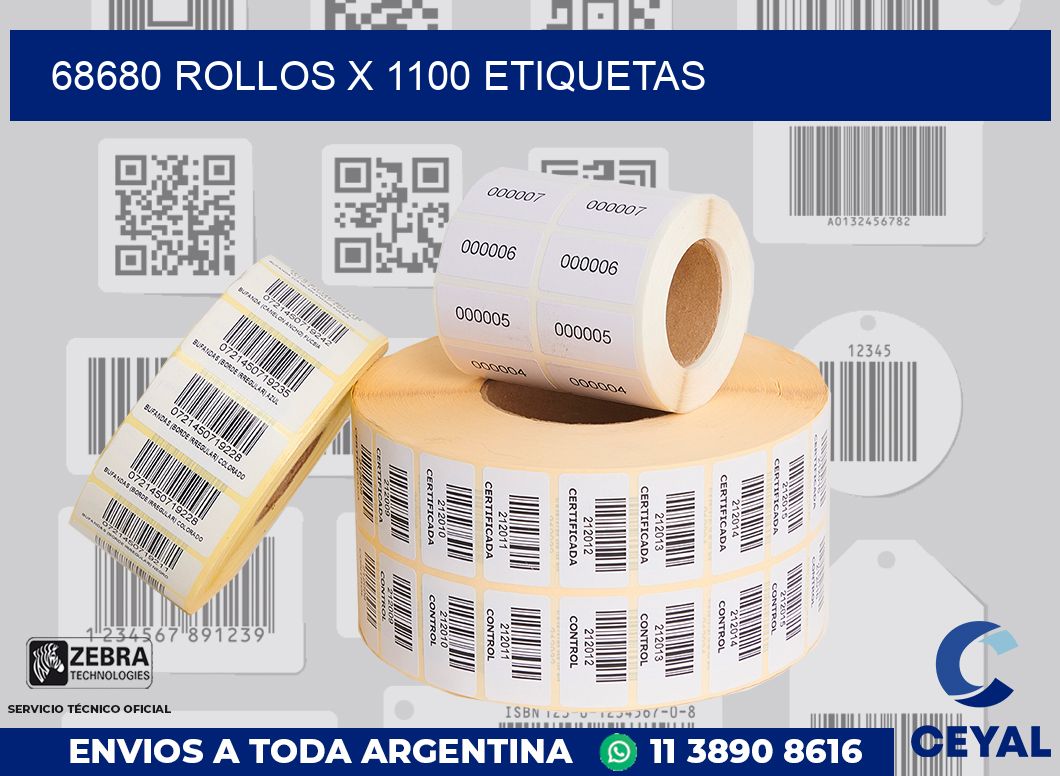 68680 Rollos x 1100 etiquetas