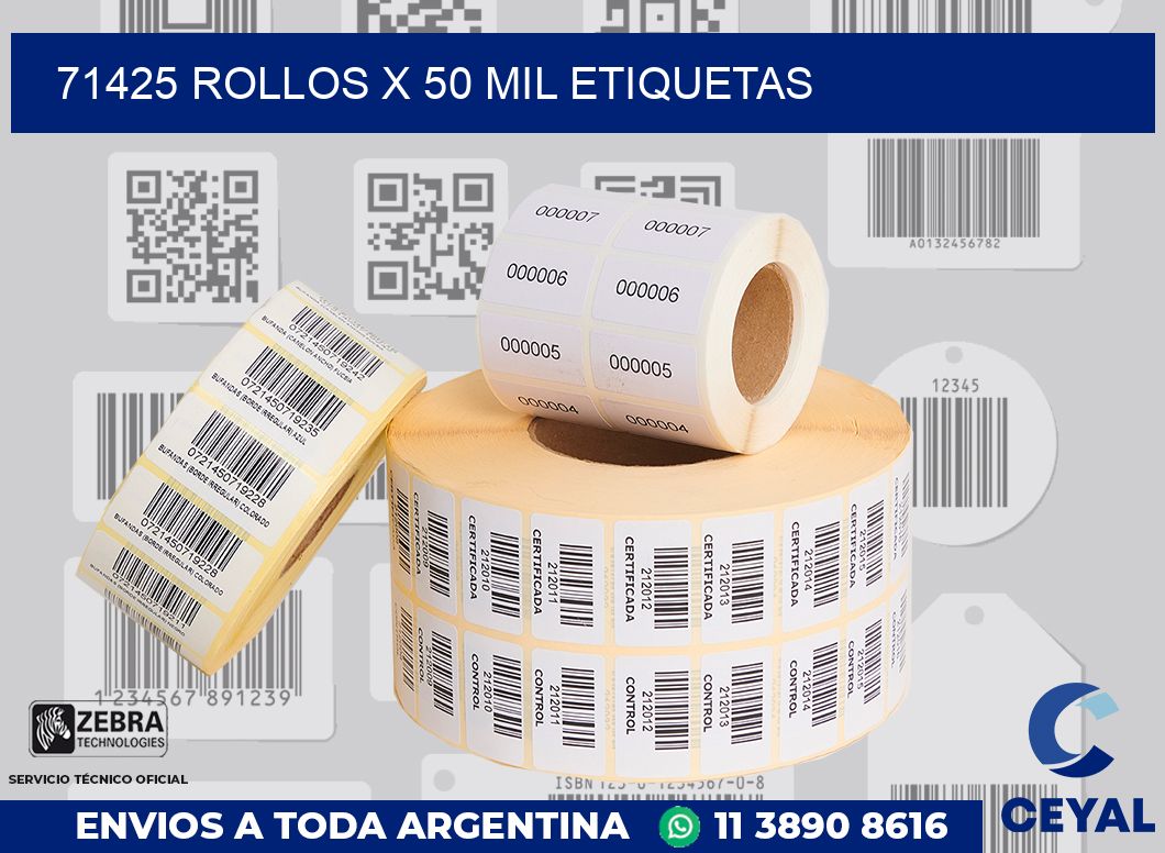 71425 Rollos x 50 mil etiquetas