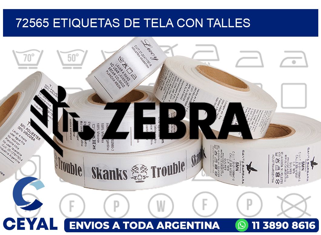 72565 ETIQUETAS DE TELA CON TALLES