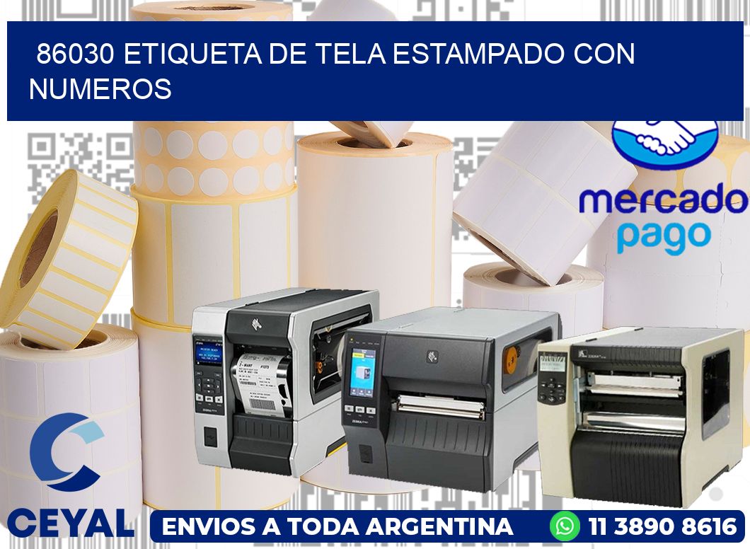 86030 ETIQUETA DE TELA ESTAMPADO CON NUMEROS