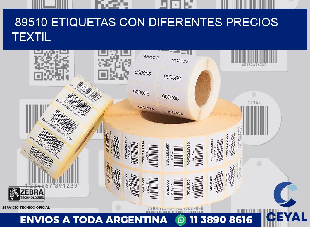 89510 ETIQUETAS CON DIFERENTES PRECIOS TEXTIL