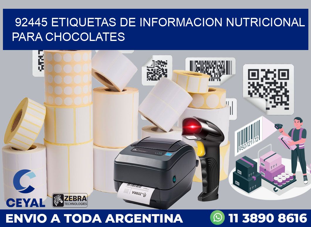 92445 ETIQUETAS DE INFORMACION NUTRICIONAL PARA CHOCOLATES