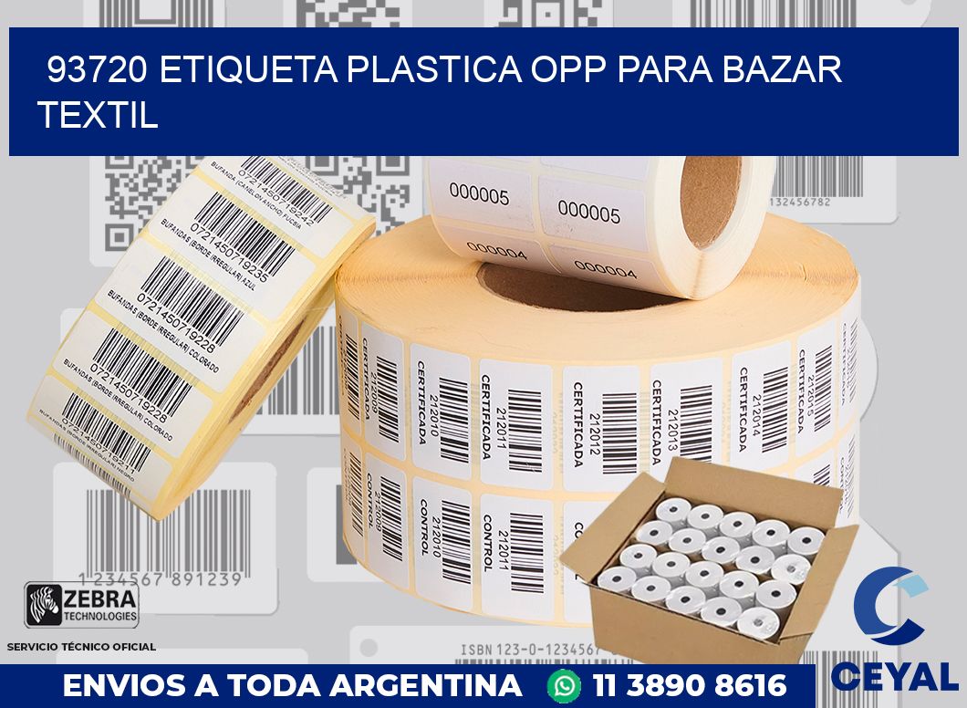 93720 ETIQUETA PLASTICA OPP PARA BAZAR TEXTIL