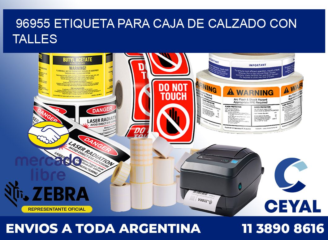 96955 ETIQUETA PARA CAJA DE CALZADO CON TALLES