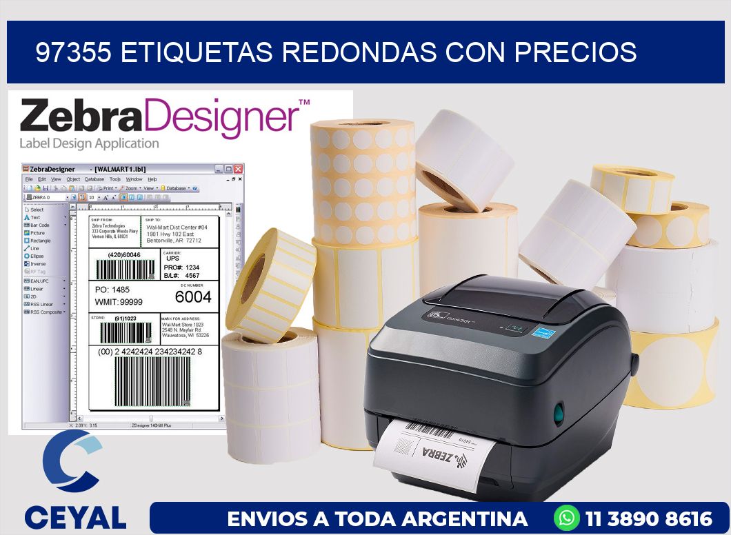 97355 ETIQUETAS REDONDAS CON PRECIOS