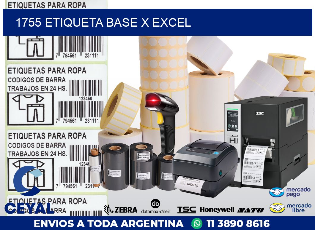 1755 etiqueta base x excel